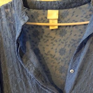 Long Sleeve Blue Maxi Embroidered Dress